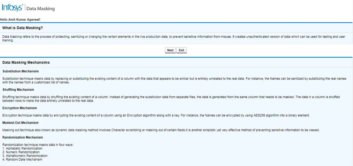 Infosys Data Masking — screenshot from the Salesforce AppExchange listing