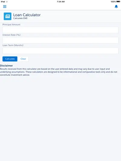 Infosys Loan Calculators for Salesforce — screenshot