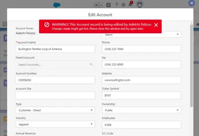 Is the current record being edited? for Salesforce — screenshot