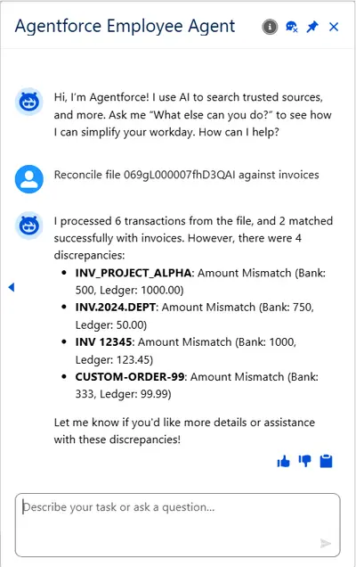 ISO 20022 Bank Reconciliation for Agentforce for Salesforce — screenshot