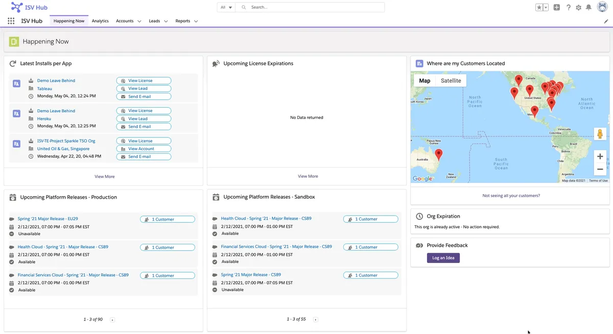 ISV Hub — screenshot from the Salesforce AppExchange listing