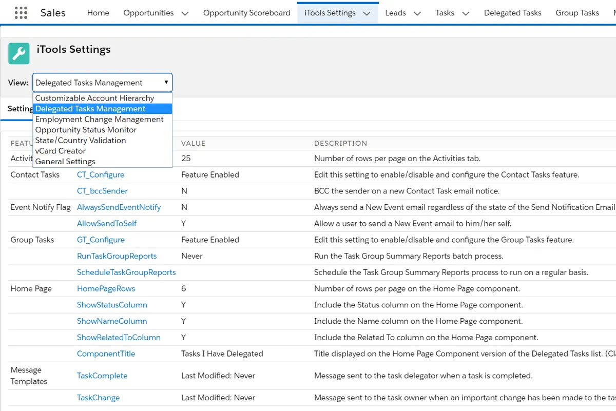 iTools Configuration Manager — screenshot from the Salesforce AppExchange listing