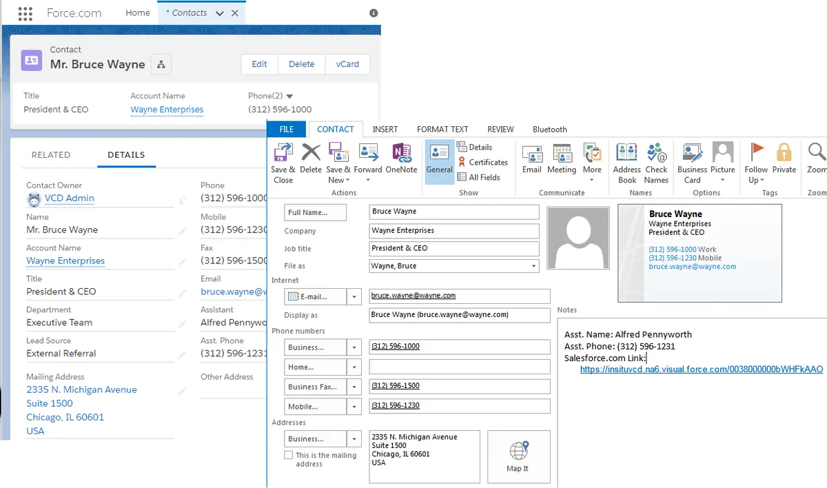 iTools vCard Creator — screenshot from the Salesforce AppExchange listing