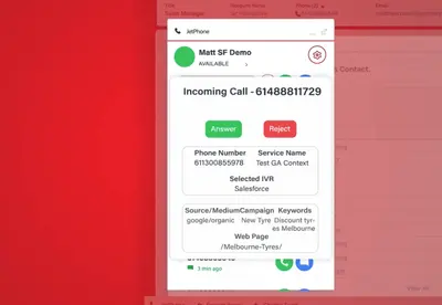 Jet Interactive Softphone Dialer for Salesforce — screenshot