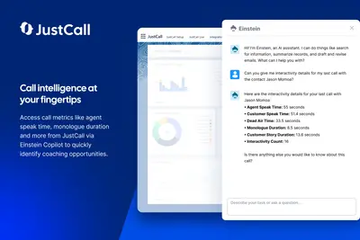 JustCall for Agentforce | AI Communication Assistant for Salesforce for Salesforce — screenshot