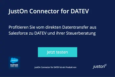 JustOn Connector for DATEV – Buchungsdaten aus Salesforce an DATEV übertragen for Salesforce — screenshot