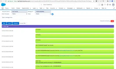 Kaleyra SMS App for Salesforce — screenshot