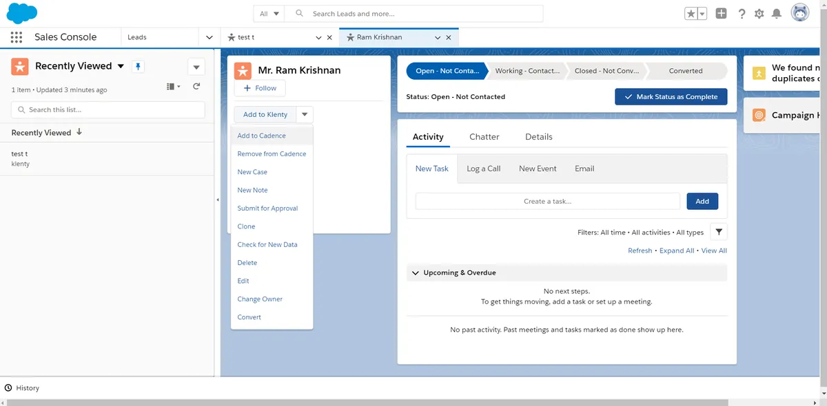 Klenty — screenshot from the Salesforce AppExchange listing