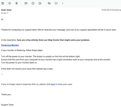 Knowledge Case Deflection - Auto-Reply Email (Einstein Flow Template) for Salesforce — screenshot