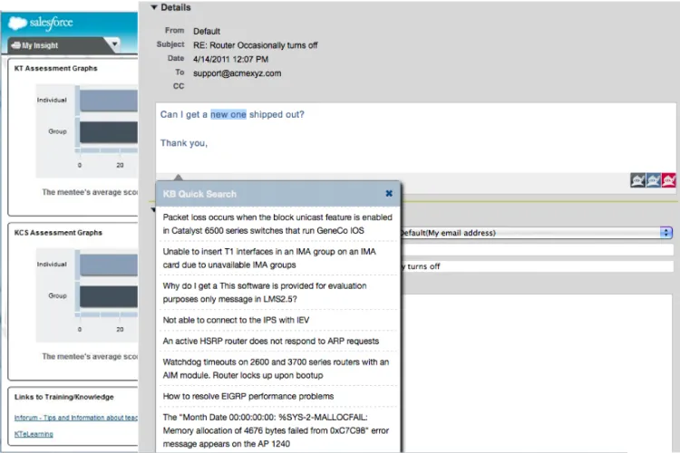 Knowledge Centered Support — screenshot from the Salesforce AppExchange listing