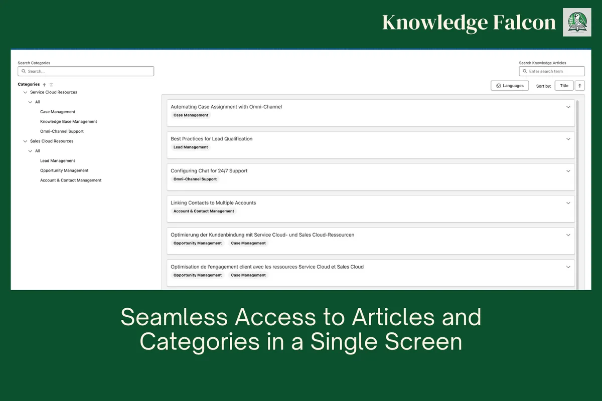 Knowledge Falcon — screenshot from the Salesforce AppExchange listing