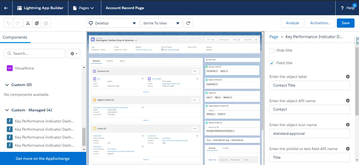 KPI App — screenshot from the Salesforce AppExchange listing