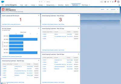 License Management App Reports & Dashboards for Salesforce — screenshot