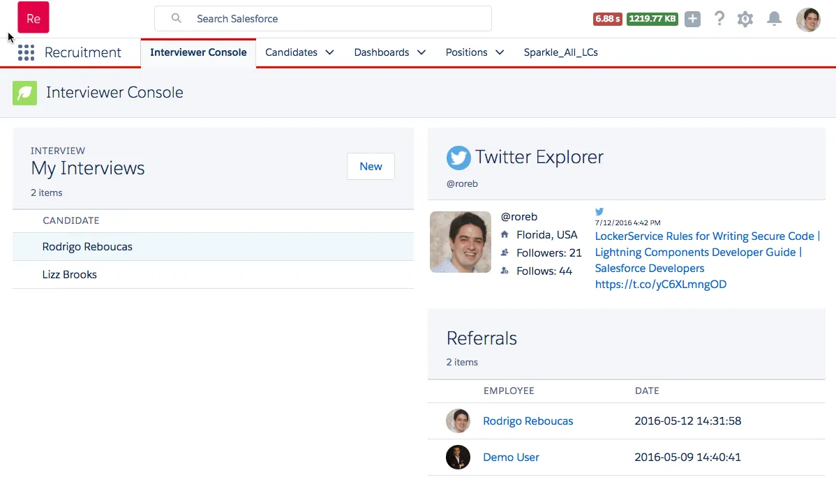 Lightning Components Sample Pack - Recruiting — screenshot from the Salesforce AppExchange listing