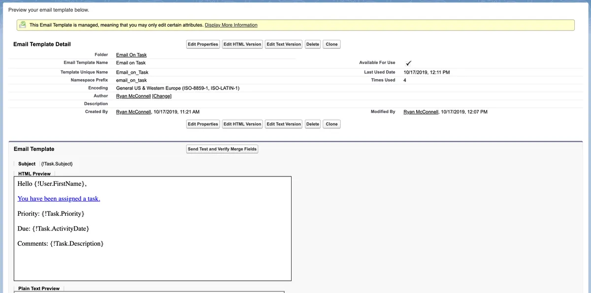Lightning Email on Task — screenshot from the Salesforce AppExchange listing