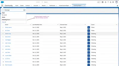 Lightning Following Report for Salesforce — screenshot