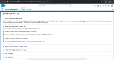 Lightning Logger Plus+ (LWC, Flows, Apex Classes) for Salesforce — screenshot