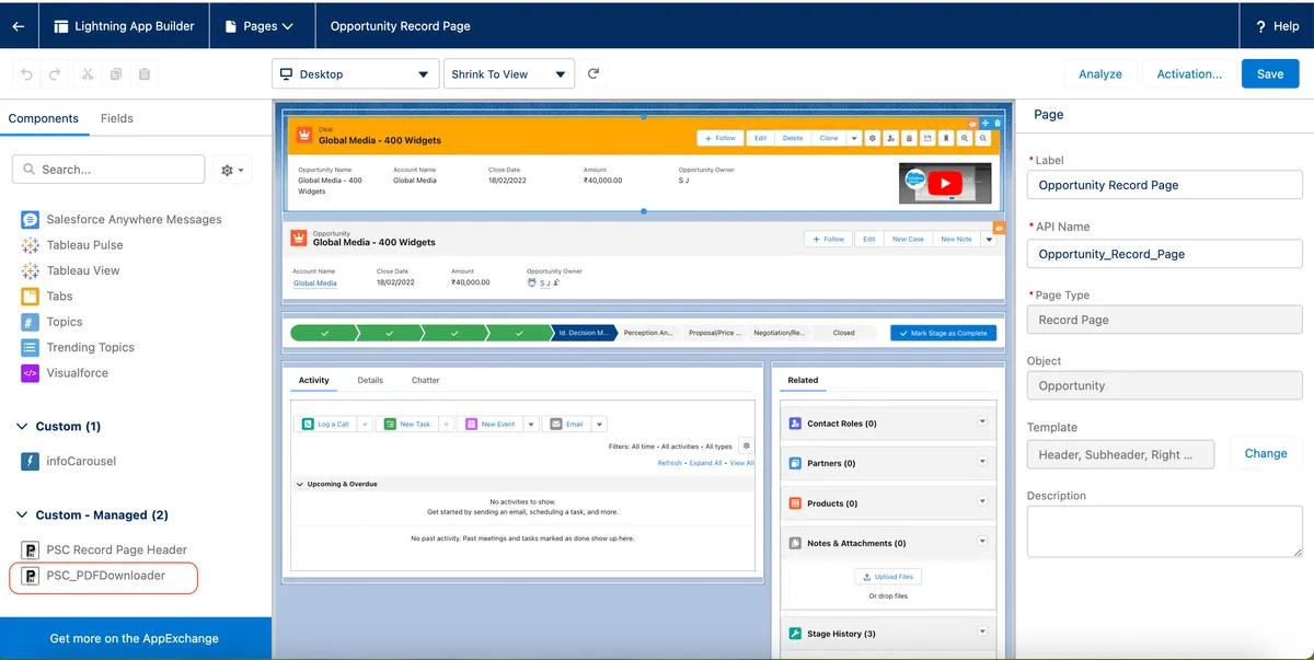 Lightning PDF Export — screenshot from the Salesforce AppExchange listing