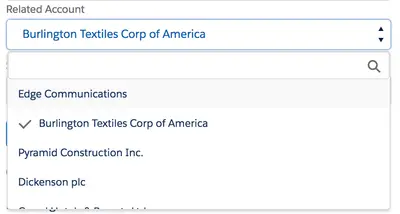 Lightning Search Enabled Drop-Down Component for Salesforce — screenshot