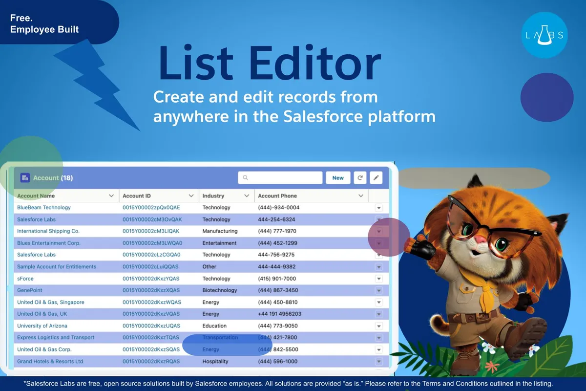 List Editor — screenshot from the Salesforce AppExchange listing