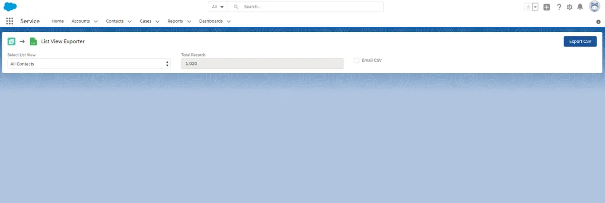 List View Exporter — screenshot from the Salesforce AppExchange listing