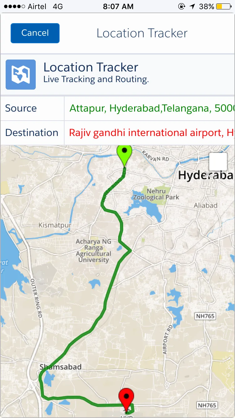 Live Location Tracking — screenshot from the Salesforce AppExchange listing