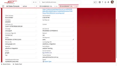 Livepick Call Tracking Integration by Jet Interactive for Salesforce — screenshot