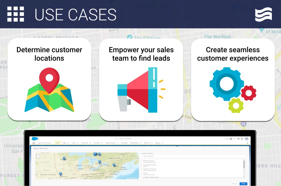 Map It 360 — screenshot from the Salesforce AppExchange listing