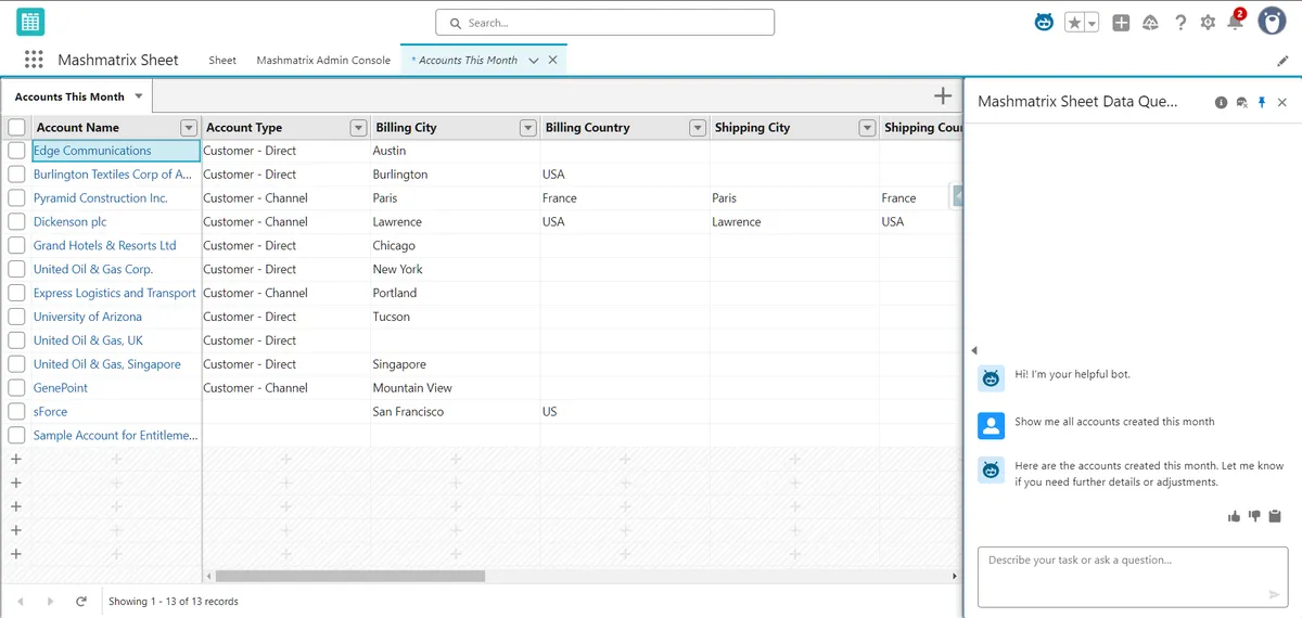 Mashmatrix Sheet Agent Extension — screenshot from the Salesforce AppExchange listing