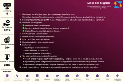 Mass File Migrate (Bulk Salesforce File Migration Between Orgs) by Satrang for Salesforce — screenshot
