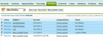 Mass Update Tasks + Activities Tab + Create Multiple Tasks for Salesforce — screenshot