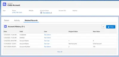 MEGA History for Salesforce — screenshot