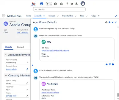 MethodPlan Agent Extension for Salesforce — screenshot