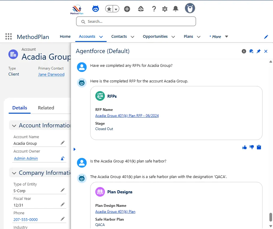 MethodPlan Agent Extension — screenshot from the Salesforce AppExchange listing