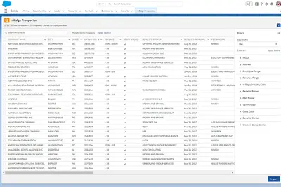 miEdge Prospector for Salesforce — screenshot