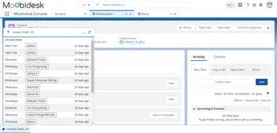 Moobidesk - Omni Channel Customer Engagement - WhatsApp/LINE/SMS/WeChat/FB Msg for Salesforce — screenshot