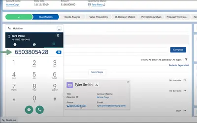 Movius MultiLine for Salesforce — screenshot