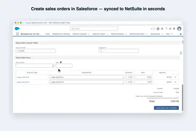 NetSuite Integration for Salesforce — screenshot