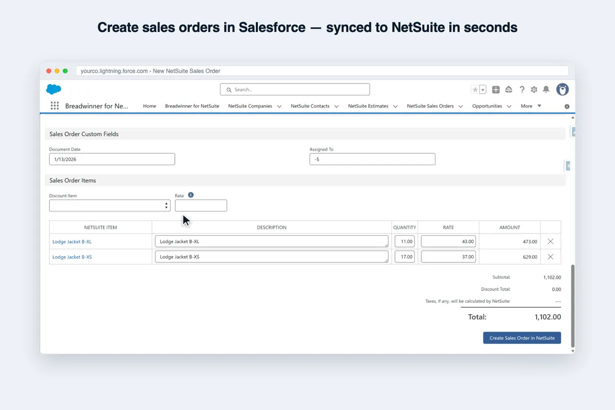 NetSuite Integration — screenshot from the Salesforce AppExchange listing