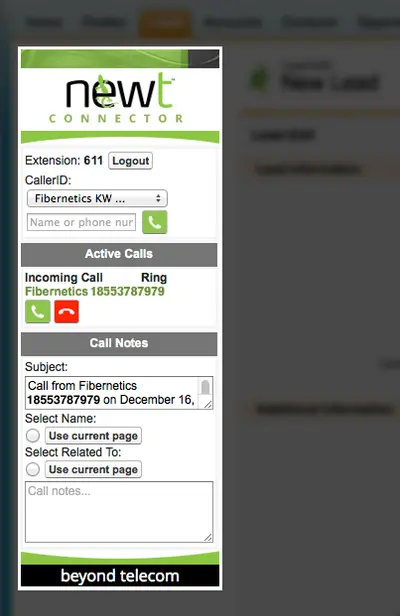 NEWT Connector for Salesforce for Salesforce — screenshot