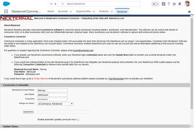 Nexternal eCommerce Connector for Salesforce — screenshot