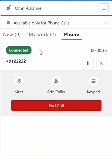 NICE Agent for Salesforce Voice for Salesforce — screenshot