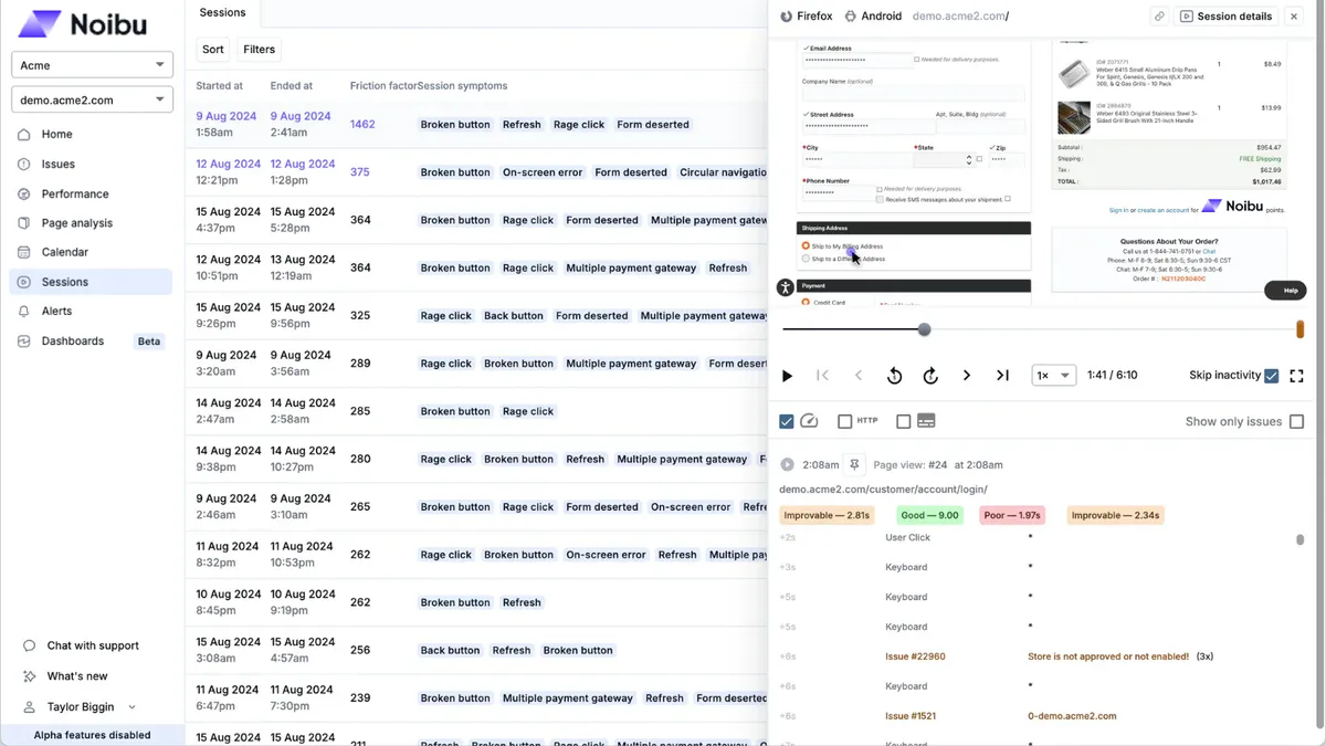 Noibu — screenshot from the Salesforce AppExchange listing