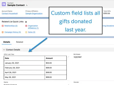 Nonprofit Year End Donation Receipt for Salesforce — screenshot