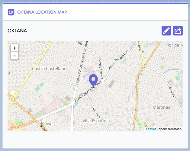 Oktana Location Map — screenshot from the Salesforce AppExchange listing