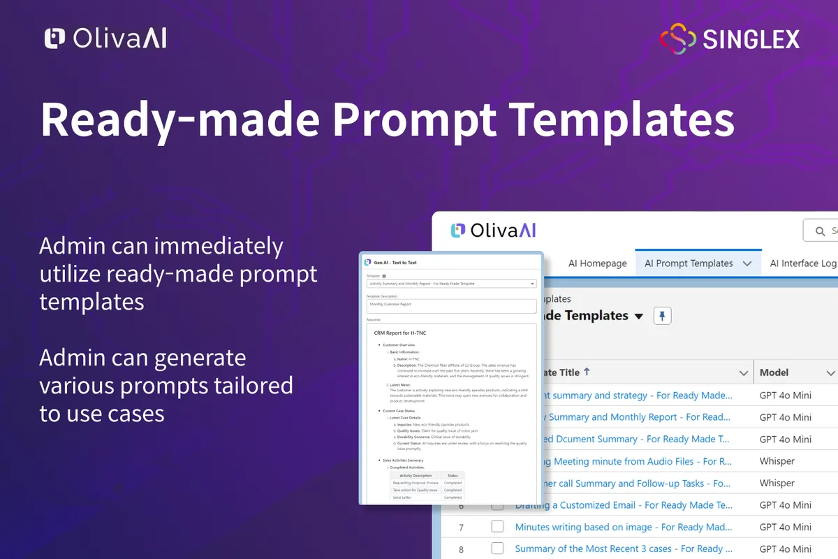 OlivaAI — screenshot from the Salesforce AppExchange listing