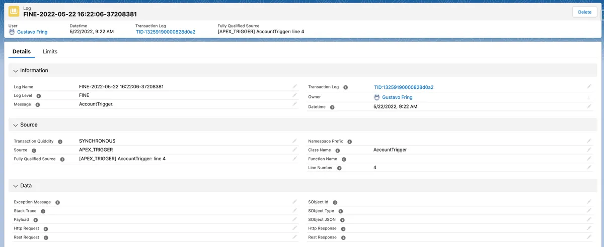 One Logger — screenshot from the Salesforce AppExchange listing