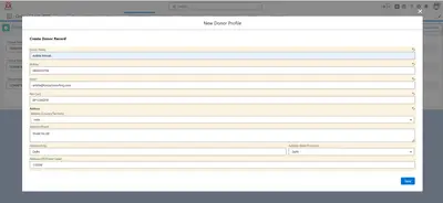 Online Charity ERP for Salesforce — screenshot