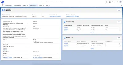 Optimizely Operations Experimentation for Salesforce for Salesforce — screenshot