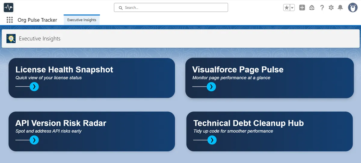 Org Pulse Tracker — screenshot from the Salesforce AppExchange listing